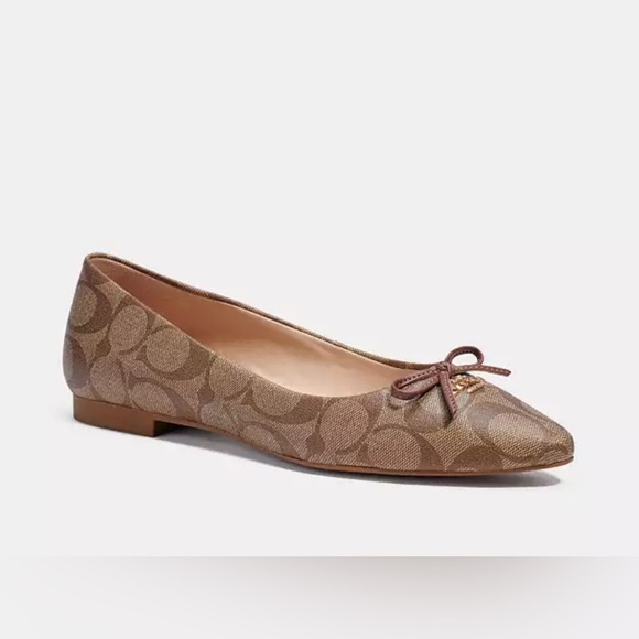 COACH ANNABEL SIG BALLET  KHAKI/SADDLE JACQUARD WOMEN’S SIZE 6 B US NEW - Picture 1 of 11